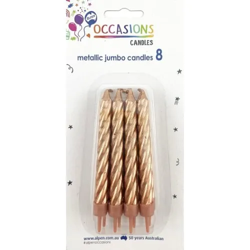 CANDLE JUMBO MET.ROSEGOLD 8W/HOLD