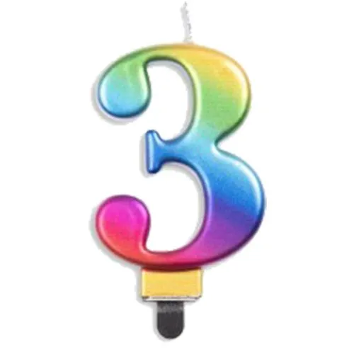 [431233] CANDLE NUMERAL JUMBO RAINBOW #3