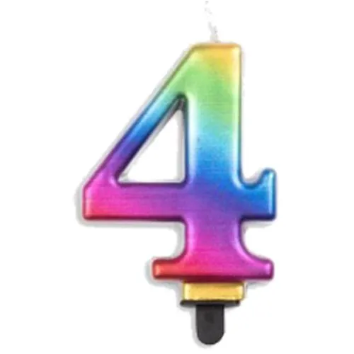 CANDLE NUMERAL JUMBO RAINBOW #4