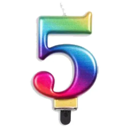 [431235] CANDLE NUMERAL JUMBO RAINBOW #5