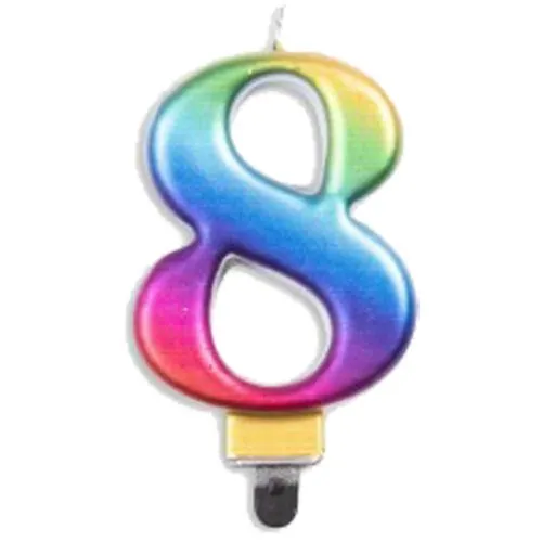[431238] CANDLE NUMERAL JUMBO RAINBOW #8