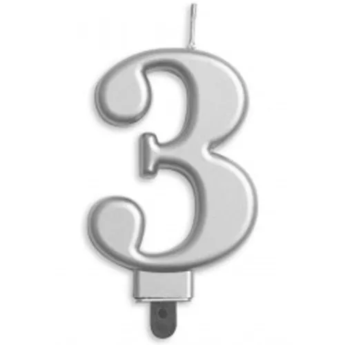 [431253] CANDLE NUMERAL JUMBO SILVER #3