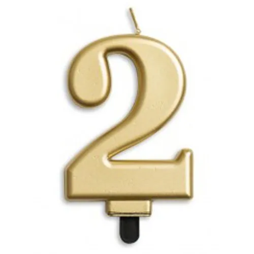 CANDLE NUMERAL JUMBO GOLD #2