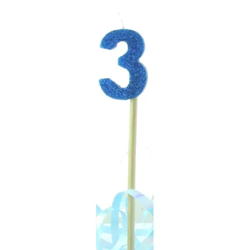 CANDLE BLUE GLITTER L/stick #3