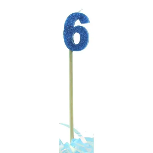 CANDLE BLUE GLITTER L/stick #6
