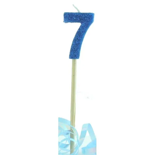 CANDLE BLUE GLITTER L/stick #7