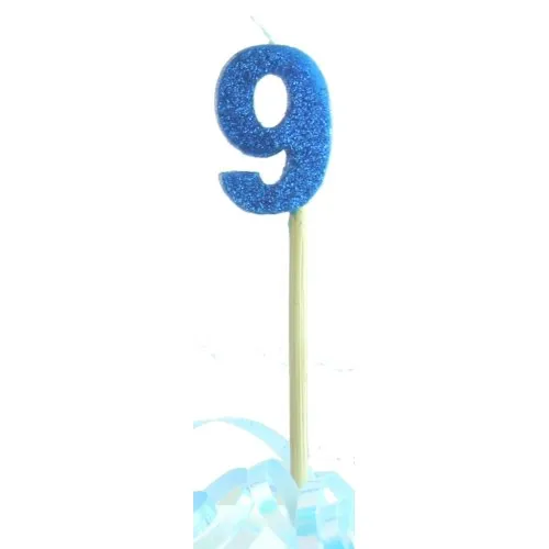 CANDLE BLUE GLITTER L/stick #9