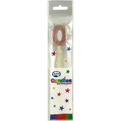 CANDLE ROSEGOLD GLITTRL/stick #0