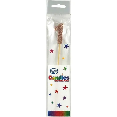 CANDLE ROSEGOLD GLITTRL/stick #1