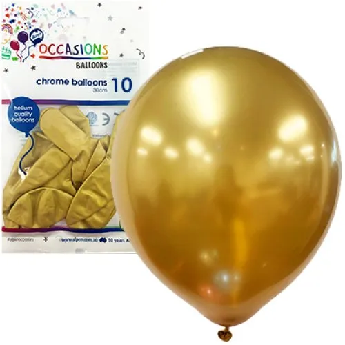 [203171] BALLOON CHROME P10 30CM GOLD