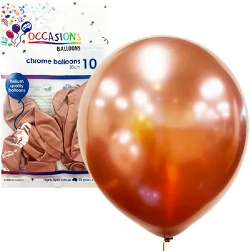 [203173] BALLOON CHROMEP10 30CM RSEGOLD