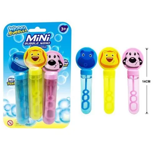 BUBBLE WAND 35ML ANIMALS PK3