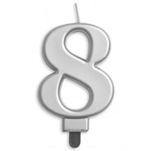 [431258] CANDLE NUMERAL JUMBO SILVER #8