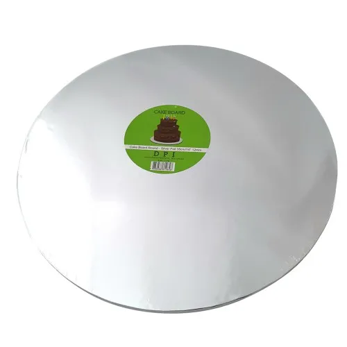 Cake Board Round - Silver Foil 35cm 12mm