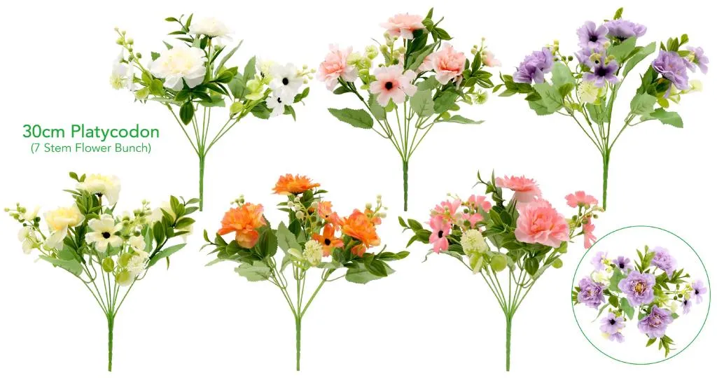 [DUR7882] Decorative Artificial Flowers - 7 Stem 30CM Platycodon Flowers