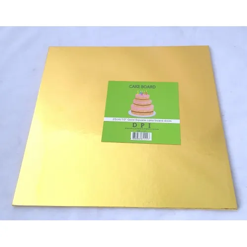 Cake Board Square - Gold Foil 10"  4mm