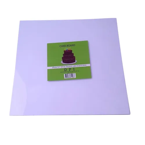 [DPI1194] Cake Board Square - White Foil 10"  4mm