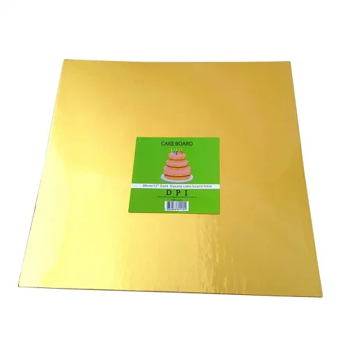 [DPI1201] Cake Board Square - Gold Foil 12"  4mm