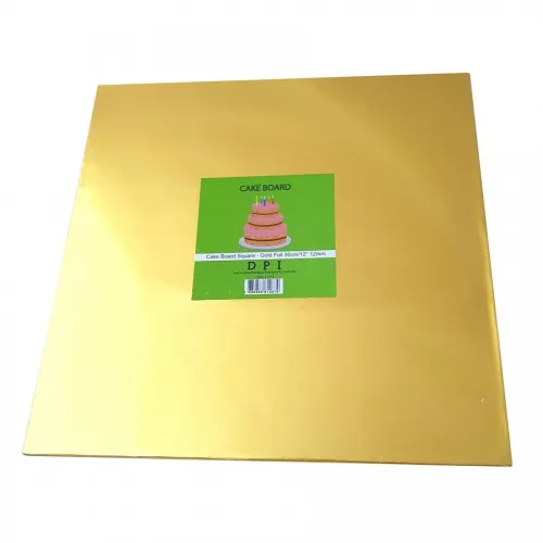 [DPI1373] Cake Board Square - Gold Foil 30cm 12mm