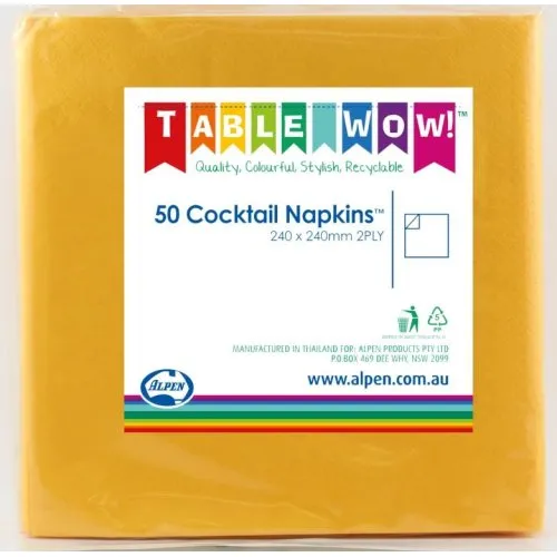 [380080] NAPKIN COCKTAIL YELLOW P50