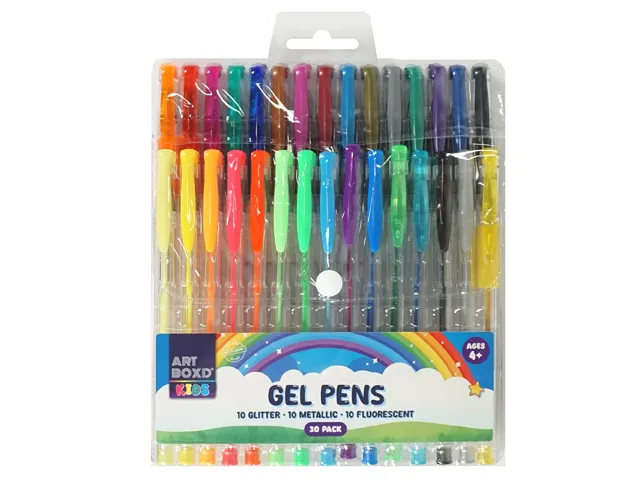 [ART 332403] ASSORTED COLOUR GEL PENS 30PK [48/12]