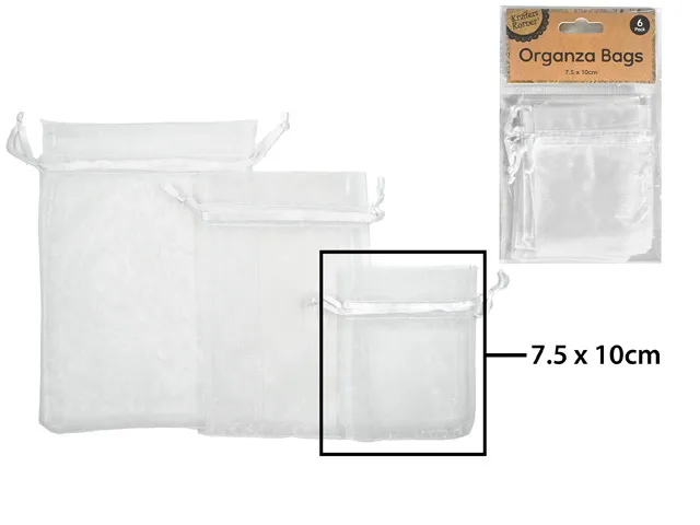 [CRAFT 255207] ORGANZA BAG 7.5X10CM WHITE/6 [144/12]