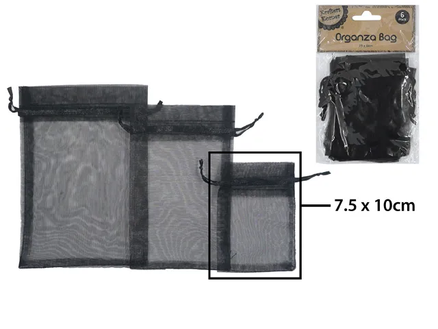 [CRAFT 255214] ORGANZA BAG 7.5X10CM BLACK/6 [144/12]