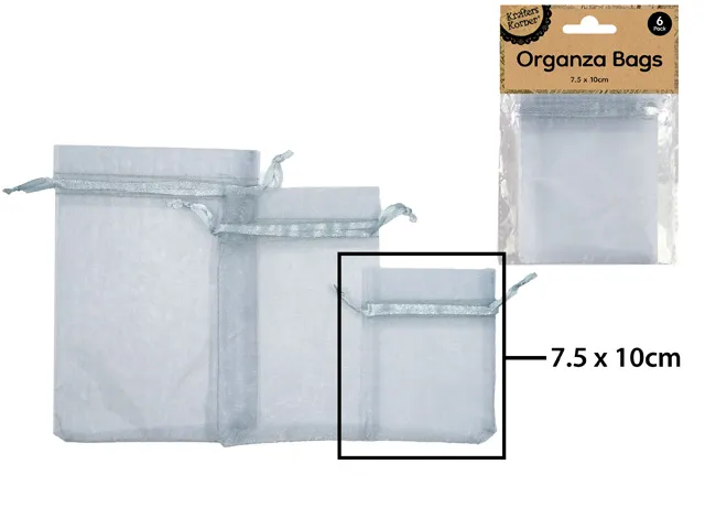 [CRAFT 255221] ORGANZA BAG 7.5X10CM SILVER/6 [144/12]