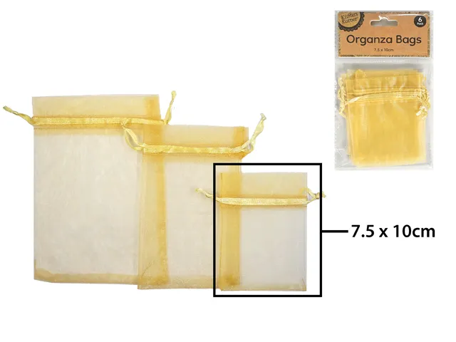 [CRAFT 255238] ORGANZA BAG 7.5X10CM GOLD/6 [144/12]