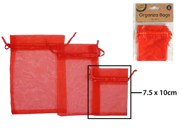 [CRAFT 255245] ORGANZA BAG 7.5X10CM RED/6 [144/12]