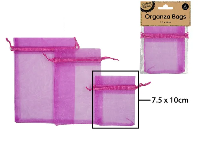 [CRAFT 255269] ORGANZA BAG 7.5X10CM H PINK/6 [144/12]