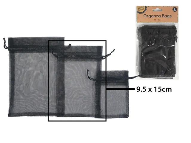 [CRAFT 255313] ORGANZA BAG 9.5X15CM BLACK/6 [144/12]