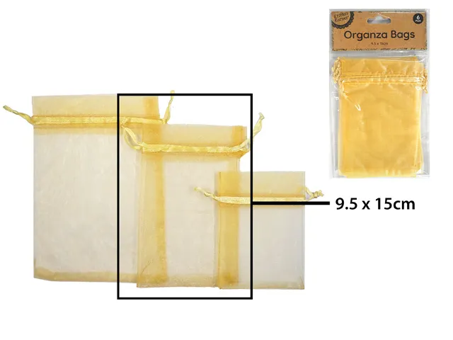 [CRAFT 255337] ORGANZA BAG 9.5X15CM GOLD/6 [144/12]