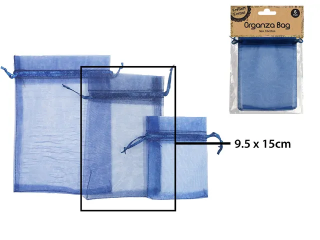 [CRAFT 255382] ORGANZA BAG 9.5X15CM NAVY/6 [144/12]