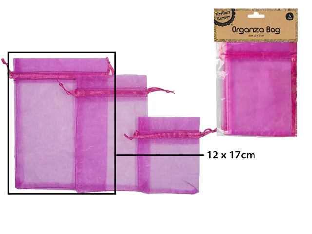 [CRAFT 255467] ORGANZA BAG 12X17CM H PINK/4 [144/12]