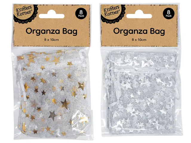 [CRAFT 319961] ORGANZA STAR GIFT BAG 8PK [144/12]