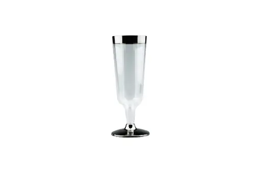[DELUXECHAMPAGNE] 150ml Champagne Glass With Silver Rim Pk6