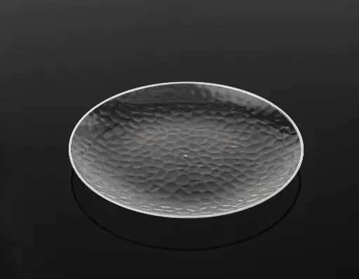 [PRSD710] 180mm Heavy Duty Clear Dimple Plate with Silver Rim Pk10