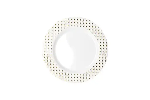 [DTG76] 190mm Heavy Duty Lunch Plate With Gold Dot Rim Pk6