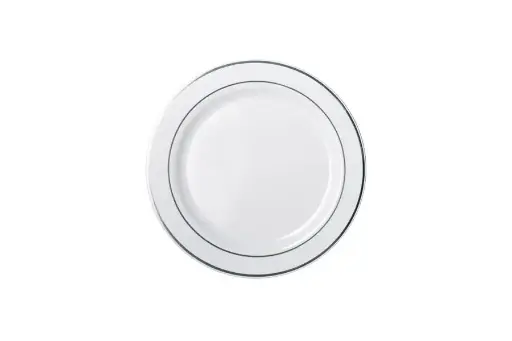 [PR76] 190mm Heavy Duty Lunch Plate With Silver Lining Pk6