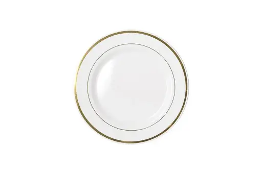 [PRG76] 190mm Heavy Duty White Lunch Plate With Gold Lining Pk6