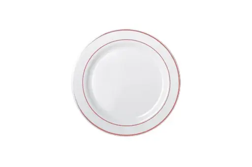[PRR76] 190mm Heavy Duty White Lunch Plate With Rose Gold Lining Pk6
