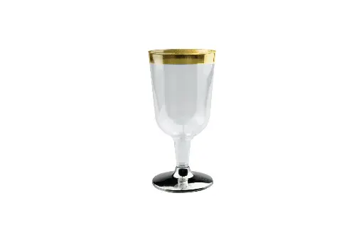 [PRGWINE] 200ml Wine Glass With Gold Rim Pk6