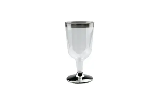 [DELUXEWINE] 200ml Wine Glass With Silver Rim Pk6