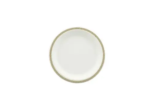 [SG910PG] 230mm Earth Sugar Cane Plate Printed Rim Gold/Silver Pk10