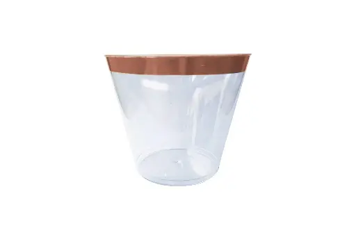 [PRRTUMBLER] 250ml Clear Hard Plastic Tumbler With Rose Gold Rim Pk6