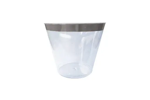 [DELUXETUMBLER] 250ml Clear Hard Plastic Tumbler With Silver Rim Pk6