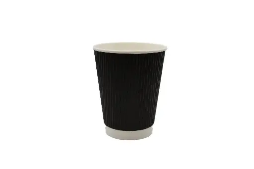 [JCC309] 250ml/8oz FSC Black Triple Wall Ripple Paper Coffee Cup Pk25