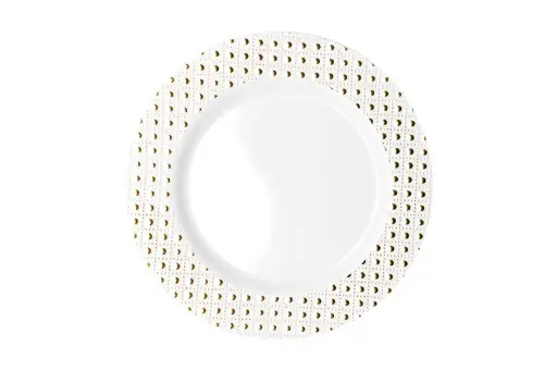 [DTG106] 260mm Heavy Duty Dinner Plate With Gold Dot Rim Pk6