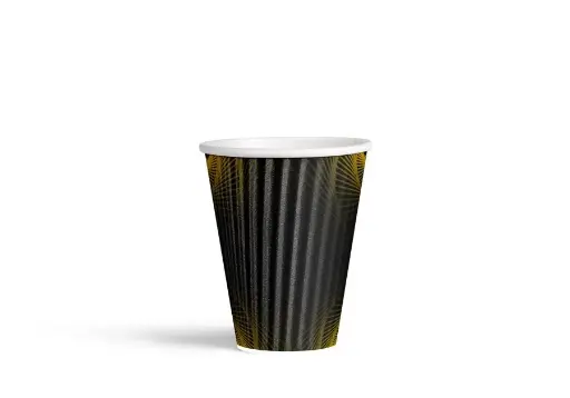 [JCC301] 350ml/12oz Black Triple Wall “Ripple” Coffee Cup Pk25